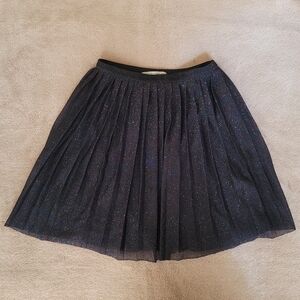 Zara Girl Sparkly Sheer Pleated Navy/Black Skirt Size 10